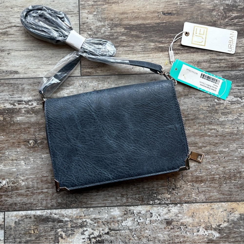 Urban Expressions Aleda Crossbody Wallet Clutch Navy • Vegan Leather • NWT